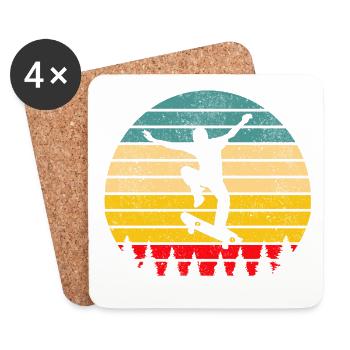 Skater Skateboard - Untersetzer (4er-Set) - Weiß - Vorne