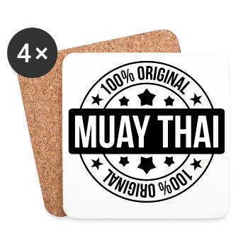 Muay-Thai - Thai Boxing - Coasters (set of 4) - white - Front