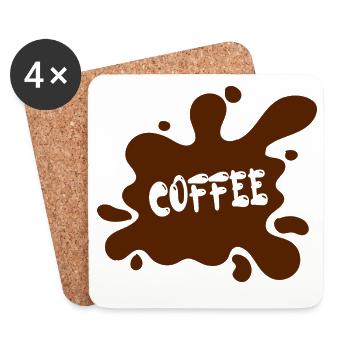 Kaffeefleck mit künstlerischem Design - Untersetzer (4er-Set) - Weiß - Vorne