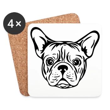 French bulldog - Coasters (set of 4) - white - Front