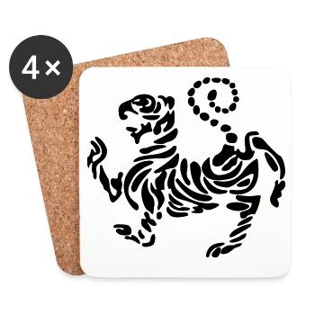 Shotokan Tiger Karate Logo Emblem freistehend - Untersetzer (4er-Set) - Weiß - Vorne