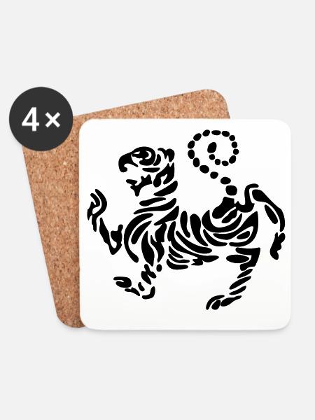 Shotokan Tiger Karate Logo Emblem freistehend - Untersetzer (4er-Set) - Weiß