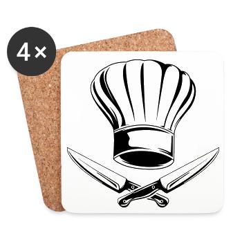 messer symbol kochmütze - Untersetzer (4er-Set) - Weiß - Vorne