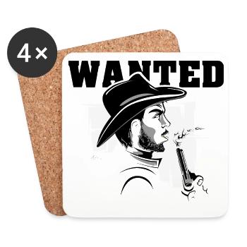 wanted cowboy symbol Logo Western Symbol - Untersetzer (4er-Set) - Weiß - Vorne