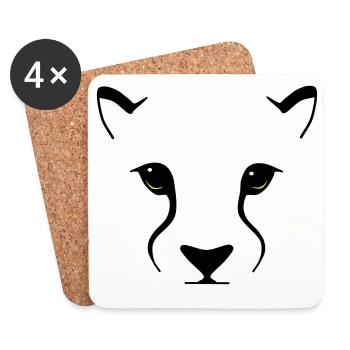 Big cat gaze – elegance with bite - Coasters (set of 4) - white - Front