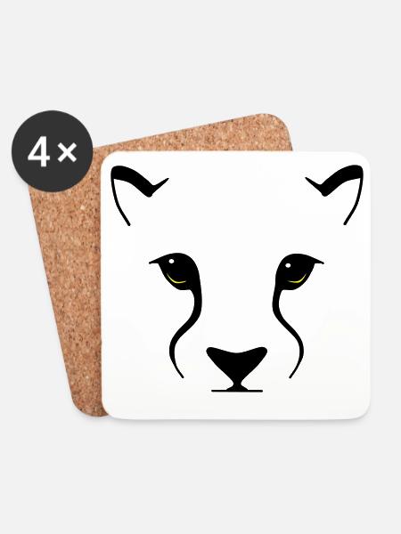 Big cat gaze – elegance with bite - Coasters (set of 4) - white