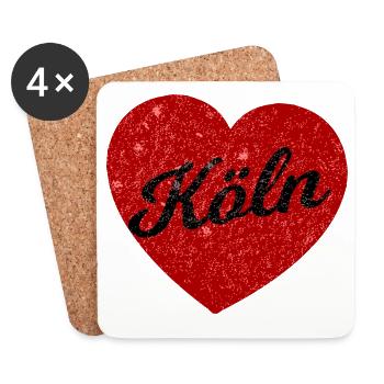 Le cœur de Kölsche - Dessous de verre (lot de 4) - blanc - Devant
