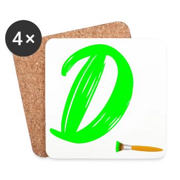 brush green d - Coasters (set of 4) - white - Front