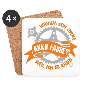warum ich ohne akku fahre weil ich es kann - Untersetzer (4er-Set) - Weiß - Vorne