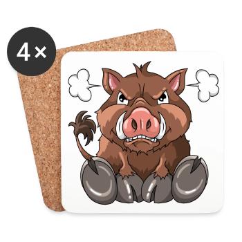 Angry wild boar forest residents - Coasters (set of 4) - white - Front