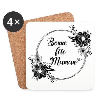 Bonne fête Maman - Dessous de verre (lot de 4) - blanc - Devant