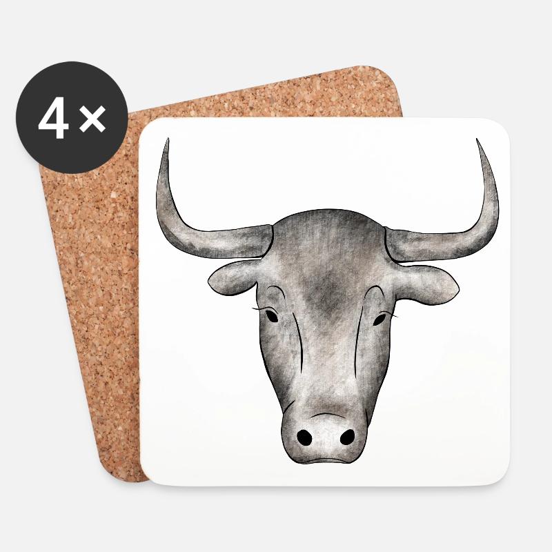 Stier - Untersetzer (4er-Set) - Weiß
