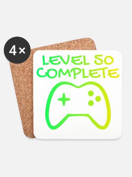 50. Geburtstag Level 50 Complete - Untersetzer (4er-Set) - Weiß