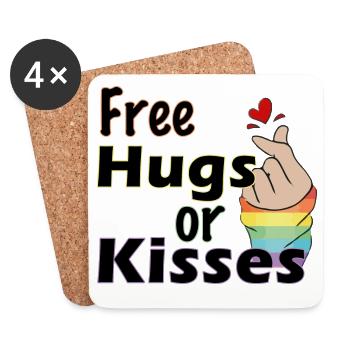 csd, free hugs, kisses, lgbt - Untersetzer (4er-Set) - Weiß - Vorne