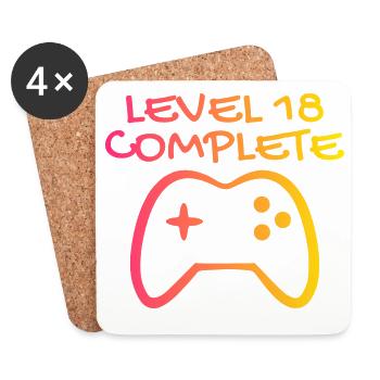 18 ans - Niveau 18 Complete - Gamer 18 ans - Dessous de verre (lot de 4) - blanc - Devant