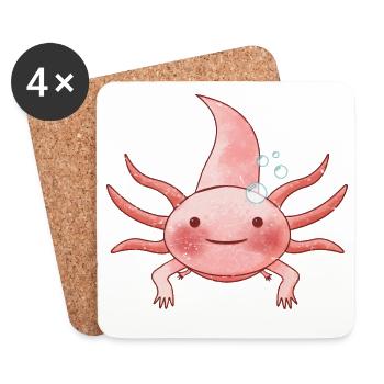 petit axolotl mignon pour les enfants et adultes - Dessous de verre (lot de 4) - blanc - Devant