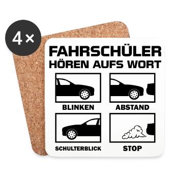 Fahrschüler Führerschein Beruf Spruch Geschenk - Untersetzer (4er-Set) - Weiß - Vorne
