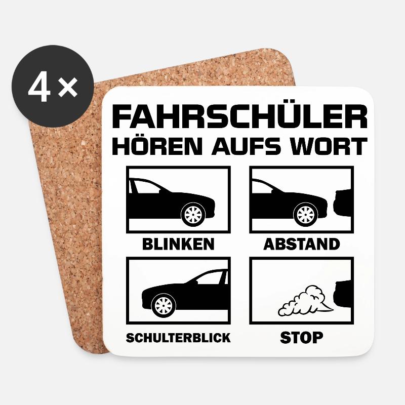 Fahrschüler Führerschein Beruf Spruch Geschenk - Untersetzer (4er-Set) - Weiß