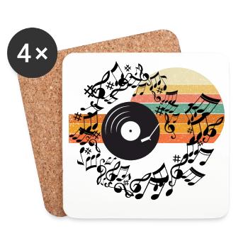 Retro Vinyl Rhythm Stripes - Coasters (set of 4) - white - Front