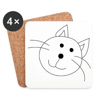 Drôle de chat - Dessous de verre (lot de 4) - blanc - Devant