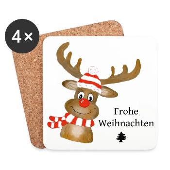 Weihnachts-Rentier - Untersetzer (4er-Set) - Weiß - Vorne