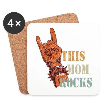 This Mom rocks - Frauen und Mütter Geschenk - Untersetzer (4er-Set) - Weiß - Vorne
