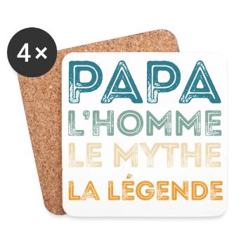 Papa Homme Mythe Légende - Dessous de verre (lot de 4) - blanc - Devant
