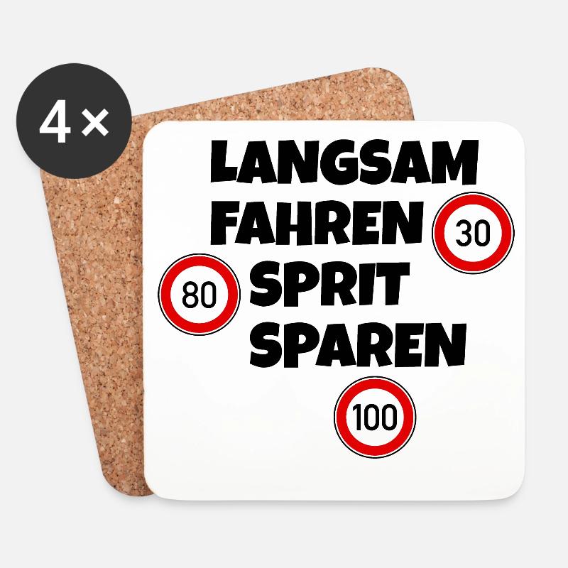 Langsam fahren - Sprit sparen - Tempolimit - Untersetzer (4er-Set) - Weiß
