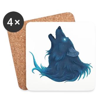 Howling Blue Wolf - Guide Loup Bleu - Coasters (set of 4) - white - Front