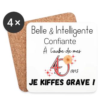 40 ans belle et intelligente - Dessous de verre (lot de 4) - blanc - Devant