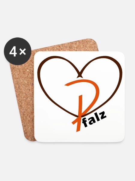 Pfalzlust - Herz der Pfalz - Untersetzer (4er-Set) - Weiß