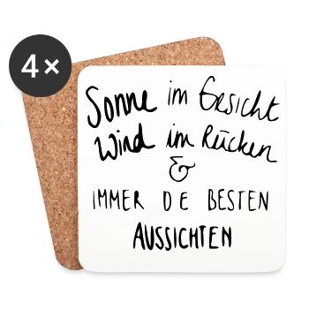 Sonne im Gesicht & die besten Aussichten - Untersetzer (4er-Set) - Weiß - Vorne