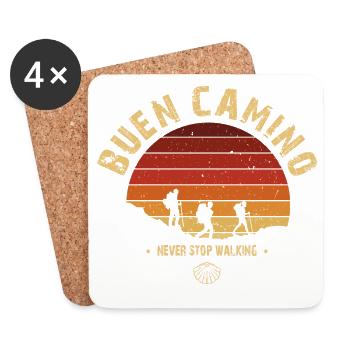 Buen Camino de Santiago Vintage Abzeichen - Untersetzer (4er-Set) - Weiß - Vorne