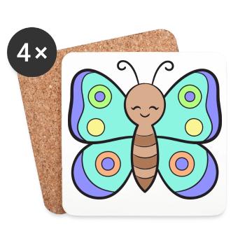 Butterfly Butterflies - Coasters (set of 4) - white - Front