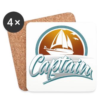 Capitaine Bateau à moteur Voilier Bateau Bateau - Dessous de verre (lot de 4) - blanc - Devant