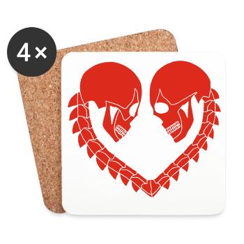 Red Skull Heart - Coasters (set of 4) - white - Front
