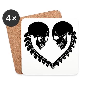 Heart of black skulls - Coasters (set of 4) - white - Front
