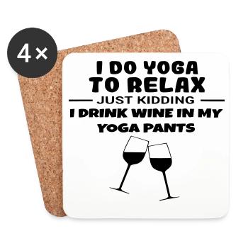 I do yoga to relax, and I drink wine # - Coasters (set of 4) - white - Front
