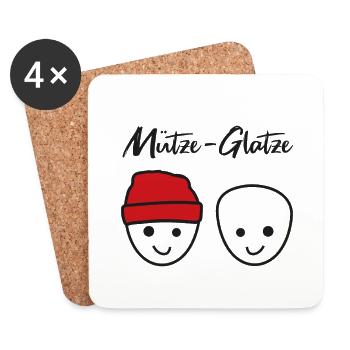 Mütze-Glatze - Untersetzer (4er-Set) - Weiß - Vorne