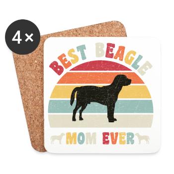 Meilleure maman Beagle jamais amateurs de chiens vintage rétro - Dessous de verre (lot de 4) - blanc - Devant