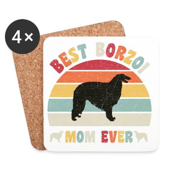 Best Barzoi mom ever dog lovers vintage retro - Untersetzer (4er-Set) - Weiß - Vorne