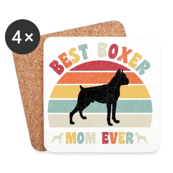 Best Boxer mom ever dog lovers vintage retro - Untersetzer (4er-Set) - Weiß - Vorne