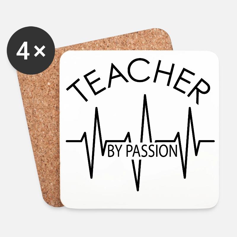 teacher by passion Lehrer Symbol Herzschlag Schule - Untersetzer (4er-Set) - Weiß