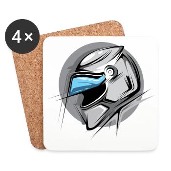 casque de course Illustration Icône graphique Logo - Dessous de verre (lot de 4) - blanc - Devant
