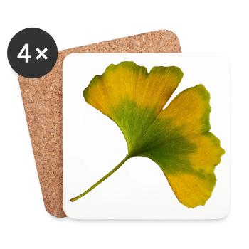 Ginkgo Leaf Autumn Ginkgo Leaf Yellow Green - Coasters (set of 4) - white - Front