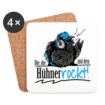 Mit Hühnern rocken - Untersetzer (4er-Set) - Weiß - Vorne