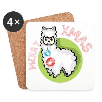 Joyeux Noël Alpaga symbole Nature Animaux Noël - Dessous de verre (lot de 4) - blanc - Devant