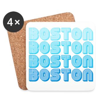 Boston Repeat Pattern Blue Gradient - Coasters (set of 4) - white - Front