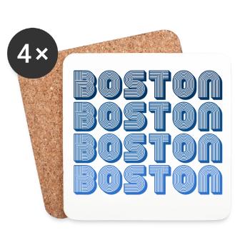 Boston Block Grid Pattern - Coasters (set of 4) - white - Front