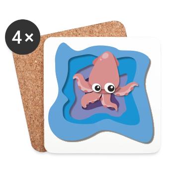 Squidy - Coasters (set of 4) - white - Front